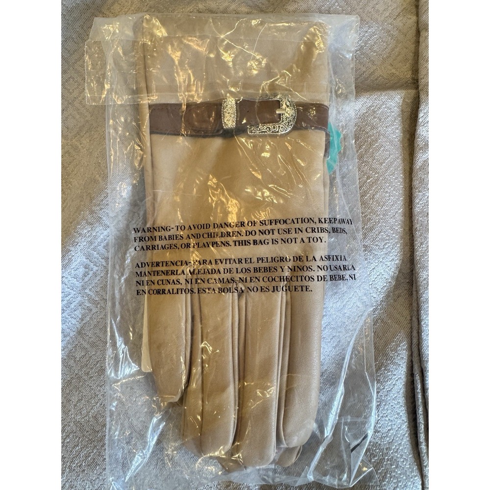 The Pioneer Woman Winter Faux Leather Gloves‎ With buckle Size L/XL Tan NWT